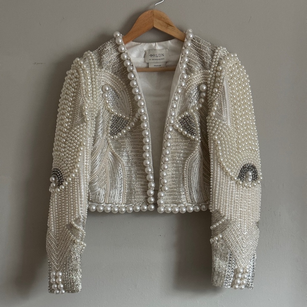 BHLDN / Anthropologie Pearl Embellished Bridal Jacket Blazer